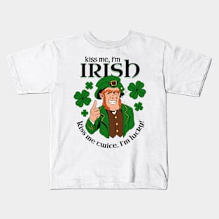 Kiss Me I'm Irish - Kiss Me Twice I'm Lucky Kids T-Shirt